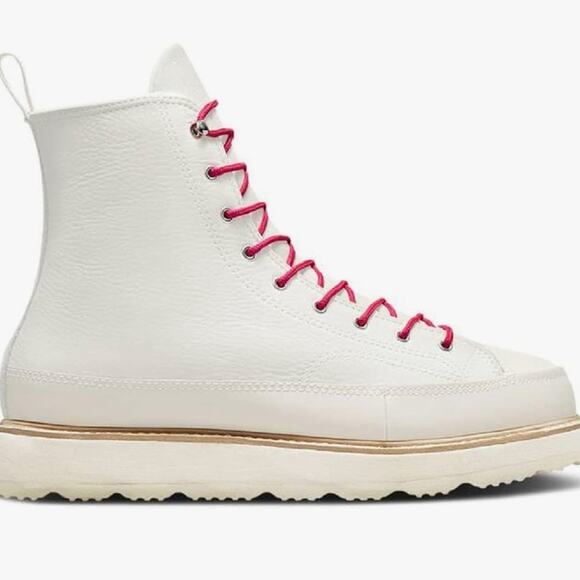 Converse Chuck Taylor Leather High Top Lace Up Boot White Pink Women 10 NWT - Picture 3 of 12